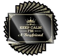 Divertidas pegatinas para parachoques, texto en inglés "Keep Calm I'm A Boyfriend", calcomanías de broma para hombre, decoración de cueva (8 x 12 cm)