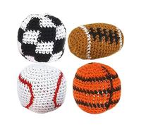 Divertidas Pelotas De Footbag | Pack de 4 con Tema Deportivo Colorido | Pelotas De Footbag para Malabares | Interior, Exterior, Patio, Jardín, Playa, Césped, Parque, y Reuniones Familiares
