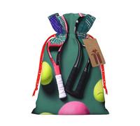 Divertidas raquetas de tenis y pelotas de tenis con impresión de Navidad, bolsa de regalo de Navidad, para decoración de temporada, envoltura de regalos