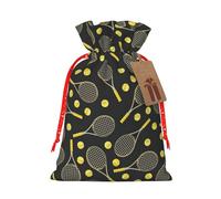 Divertidas raquetas de tenis y pelotas de tenis estampadas, bolsas de Navidad, regalo de vacaciones, sacos de regalo de cumpleaños, Navidad, fiestas