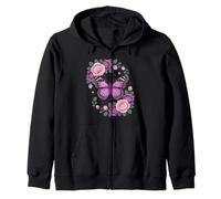Divertidas Rosas de Mariposa moradas Que Brillan intensamente Sudadera con Capucha