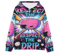 Divertidas sudaderas de béisbol con bolsillos para niñas y niños, talla 4-14, Funny Baseball Ice Cream Drip, X-Small