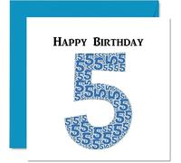Divertidas tarjetas de 5º cumpleaños para niños - Shapecloud - Tarjeta de feliz cumpleaños para hijo, hija, hermano, hermana, nieto, nieta, sobrino, primo, 145 mm, tarjetas de felicitación divertidas