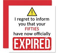 Divertidas tarjetas de 60 cumpleaños para hombres y mujeres, con texto en inglés "Your Fifties Have Expir", tarjeta de feliz cumpleaños para él, ella, amigo, primo, colega, trabajo, 145 mm x 145 mm,