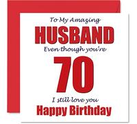 Divertidas tarjetas de 70 cumpleaños para marido - 70 I Still Love You - Tarjeta de feliz cumpleaños para marido de esposa pareja, regalo de 70 x 145 mm