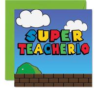 Divertidas tarjetas de agradecimiento para profesor - Super Teacherio - Tarjetas de agradecimiento para ella, tarjeta de agradecimiento humorística para profesores, 145 mm x 145 mm, tarjetas de