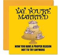 Divertidas tarjetas de boda para novia y novio - Not To Try Anymore - Banter Wedding Day Cards Felicitaciones, Jokr Humour Felicidades Bien Done Just Married Card, 145 mm x 145 mm Matrimonio Tarjetas de felicitación