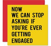 Divertidas tarjetas de compromiso para parejas, deja de preguntar, felicitaciones, regalos de compromiso, tarjeta de felicitación de broma, 145 mm x 145 mm, tarjetas de felicitación de matrimonio para