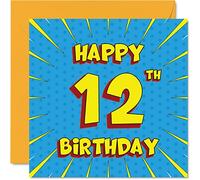 Divertidas tarjetas de cumpleaños 12 para niños y niñas, cómics, tarjeta de feliz cumpleaños para hermana, nieta, nieto, hijo, hija, hermano, primo, sobrino, sobrina, tarjetas de felicitación, 145 mm