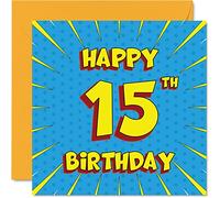 Divertidas tarjetas de cumpleaños 15 para niños y niñas, cómics, tarjeta de feliz cumpleaños para hermana, nieta, nieto, hijo, hija, hermano, primo, sobrino, sobrina, tarjetas de felicitación, 145 mm