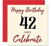 Divertidas tarjetas de cumpleaños 42 para hombres y mujeres, Reasons To - Tarjeta de feliz cumpleaños para papá, mamá, hermano, hermana, abuelo, niñera, abuela, tía, tía, 145 mm x 145 mm, tarjeta de