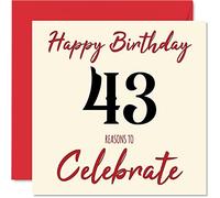 Divertidas tarjetas de cumpleaños 43 para hombres y mujeres, Reasons To - Tarjeta de feliz cumpleaños para papá, mamá, hermano, hermana, abuelo, niñera, abuela, tía, tía, 145 mm x 145 mm, tarjeta de