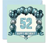 Divertidas tarjetas de cumpleaños 52 para hombres, globos de cumpleaños, tarjeta de feliz cumpleaños para papá, primo, tía, niñera, amigo, abuelo, tío, mamá, abuela, 145 mm x 145 mm, tarjeta de