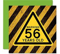 Divertidas tarjetas de cumpleaños 56 para hombres y mujeres, advertencia, tarjeta de feliz cumpleaños para papá, mamá, abuelo, niñera, abuela, tía, primo, amigo, 145 mm x 145 mm, divertidas tarjetas de felicitación de broma de humor