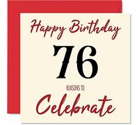 Divertidas tarjetas de cumpleaños 76 para hombres y mujeres, Reasons To - Tarjeta de feliz cumpleaños para papá, mamá, bisabuelo, abuelo, abuela, tía, tía, 145 mm x 145 mm, tarjeta de felicitación de