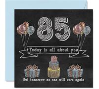 Divertidas tarjetas de cumpleaños 85 para hombres y mujeres, pizarrón de tiza, tarjeta de feliz cumpleaños para tío, mamá, papá, abuelo, bisabuelo, abuela, gran niñera, tía, 145 mm x 145 mm, tarjetas