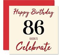 Divertidas tarjetas de cumpleaños 86 para hombres y mujeres, Reasons To - Tarjeta de feliz cumpleaños para papá, mamá, bisabuelo, abuelo, abuela, tía, tía, 145 mm x 145 mm, tarjeta de felicitación de