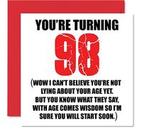 Divertidas tarjetas de cumpleaños 98 para hombres y mujeres, tarjeta de cumpleaños divertida para bisabuelo, abuelo, niñera, abuela, abuela, abuela, abuela, abuela, abuela, papá, mamá, 145 mm x 145