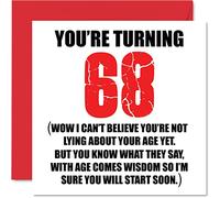 Divertidas tarjetas de cumpleaños de 68 para hombres y mujeres, para empezar a mentir, divertida tarjeta de cumpleaños para papá, mamá, abuelo, niñera, abuela, gran tío, tía, primo, 145 mm x 145 mm