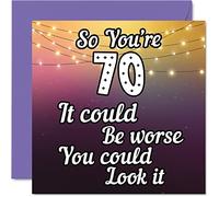 Divertidas tarjetas de cumpleaños de 70 para hombres y mujeres - Look It - Divertidas tarjetas de cumpleaños para papá, mamá, bisabuelo, abuelo, niñera, abuela, tío abuelo tía, tarjetas de felicitación de 145 mm x 145 mm, tarjeta de felicitación de 70 cumpleaños