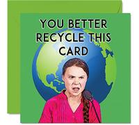 Divertidas tarjetas de cumpleaños de Greta Thunberg para mujeres y hombres, cuidado con Greta's About - Broma ecológica, tarjeta de feliz cumpleaños para amigos y familiares, tarjetas de felicitación