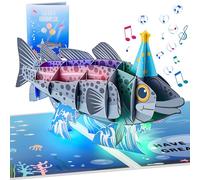 Divertidas tarjetas de cumpleaños musicales emergentes en 3D para amantes de la pesca, tarjetas de cumpleaños de bacalao para hombres, tarjeta de felicitación de feliz cumpleaños, tarjeta de bacalao