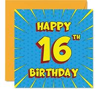 Divertidas tarjetas de cumpleaños número 16 para niños y niñas, cómic, tarjeta de feliz cumpleaños para hermana, nieta, nieto, hijo, hija, hermano, primo, sobrino, sobrina, tarjetas de felicitación de