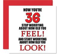 Divertidas tarjetas de cumpleaños número 36 para hombres y mujeres - How old You Look - Tarjeta de feliz cumpleaños para papá, mamá, hijo, hija, hermano, hermana, tío, tía, primo, 145 mm tarjetas de