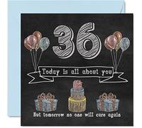 Divertidas tarjetas de cumpleaños número 36 para hombres y mujeres, pizarra de tiza, tarjeta de feliz cumpleaños para tía, mamá, papá, hija, hijo, hermana, tío, hermano, primo, 145 mm, tarjetas de