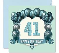 Divertidas tarjetas de cumpleaños número 41 para hombres, globos de cumpleaños, tarjeta para papá, tío, abuela, hermana, tía, hermano, niñera, mamá, abuelo, tarjetas de felicitación de 145 mm, tarjeta