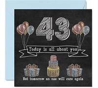 Divertidas tarjetas de cumpleaños número 43 para hombres y mujeres, pizarra de tiza, tarjeta de feliz cumpleaños para tío, mamá, papá, hermana, hermano, niñera, abuela, abuelo, tía, tarjetas de