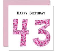 Divertidas tarjetas de cumpleaños número 43 para mujer, Shapecloud - Tarjeta de feliz cumpleaños para papá, mamá, hermano, hermana, abuelo, niñera, tío y tía, tarjetas de felicitación de 145 mm x 145