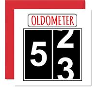 Divertidas tarjetas de cumpleaños número 53 para hombres y mujeres - Oldometer - Tarjeta de feliz cumpleaños para papá, mamá, abuelo, niñera, abuela, tío, tía, primo, amigo, tarjetas de felicitación