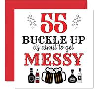 Divertidas tarjetas de cumpleaños número 55 para hombres y mujeres, con hebilla, tarjeta de feliz cumpleaños para papá, mamá, abuelo, niñera, abuela, tío, tía, primo, amigo, tarjetas de felicitación