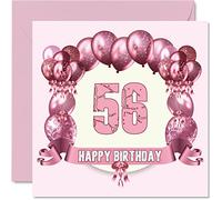 Divertidas tarjetas de cumpleaños número 56 para mujer, globos de cumpleaños, tarjeta para papá, mamá, abuelo, niñera, abuela, tío, tía, primo, amigo, tarjetas de felicitación de 145 mm, tarjeta de 56