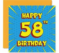 Divertidas tarjetas de cumpleaños número 58 para hombres y mujeres, cómic, tarjeta de feliz cumpleaños para niñera, tío, abuela, papá, mamá, abuelo, amigo, primo, tía, tarjetas de felicitación de 58