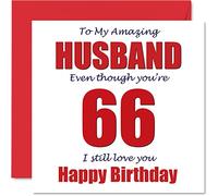 Divertidas tarjetas de cumpleaños número 66 para marido - 66 I Still Love You - Tarjeta de feliz cumpleaños para marido de esposa, pareja, regalos de broma, tarjetas de felicitación de humor de broma