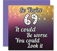 Divertidas tarjetas de cumpleaños número 69 para hombres y mujeres - Look It - Divertida tarjeta de cumpleaños para papá, mamá, abuelo, niñera, abuela, tío y primo, tarjetas de felicitación de 145 mm