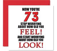 Divertidas tarjetas de cumpleaños número 73 para hombres y mujeres, con la edad que te ves, tarjeta de feliz cumpleaños para papá, mamá, bisabuelo, abuelo, niñera, abuela, tío y tía, tarjetas de