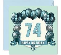 Divertidas tarjetas de cumpleaños número 74 para hombres, globos de cumpleaños, tarjeta para papá, tío, abuelo, tía, bisabuelo, abuela, mamá, niñera, tarjetas de felicitación de 145 mm, tarjeta de 74