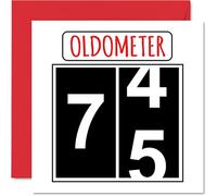 Divertidas tarjetas de cumpleaños número 75 para hombres y mujeres - Oldometer - Tarjeta de feliz cumpleaños para papá, mamá, bisabuelo, abuelo, niñera, abuela, tío y tía, tarjetas de felicitación de