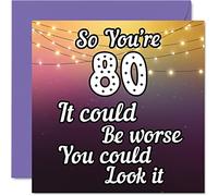 Divertidas tarjetas de cumpleaños número 80 para hombres y mujeres - Look It - Divertida tarjeta de cumpleaños para papá, mamá, bisabuelo, abuelo, niñera, abuela, tío y tía, tarjetas de felicitación