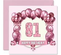 Divertidas tarjetas de cumpleaños número 81 para mujer, globos de cumpleaños, tarjeta para papá, mamá, bisabuelo, abuelo, niñera, abuela, tío abuelo, tía, tarjetas de felicitación de 145 mm, tarjeta