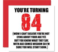 Divertidas tarjetas de cumpleaños número 84 para hombres y mujeres - Comienza a mentir - Divertida tarjeta de cumpleaños para papá, mamá, bisabuelo, abuelo, niñera, abuela, tío y tía, 145 mm, tarjetas