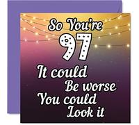 Divertidas tarjetas de cumpleaños número 97 para hombres y mujeres - Look It - Divertida tarjeta de cumpleaños para bisabuelo, abuelo, niñera, abuela, abuela, papá, mamá, tarjetas de felicitación de
