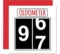 Divertidas tarjetas de cumpleaños número 97 para hombres y mujeres - Oldometer - Tarjeta de feliz cumpleaños para bisabuelo, abuelo, niñera, abuela, abuela, papá, mamá, tarjetas de felicitación de 145