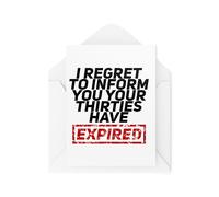 Tongue in Peach Divertidas tarjetas de cumpleaños para amigos y familiares - I Regret to Inform You Your Thirties Have Expir, tarjeta de 40 cumpleaños - CBH2025