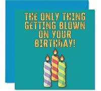 Divertidas tarjetas de cumpleaños para él - Getting Blown - Tarjeta de feliz cumpleaños para marido, novio, amigo de novia, esposa, pareja, regalos de broma, tarjetas de felicitación de humor de 145