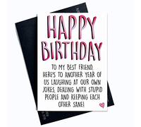 Divertidas tarjetas de cumpleaños para el mejor amigo, tarjetas de felicitación de cumpleaños con texto en inglés "Happy Birthday Laughing Jokes Banter Best Friend Cards" PC406