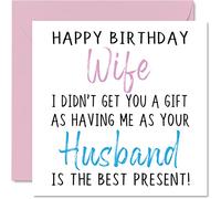 Divertidas tarjetas de cumpleaños para esposa de parte del marido - Tarjeta de feliz cumpleaños esposa sin regalo - Tarjeta de marido pareja, regalos de broma grosera, tarjetas de felicitación de